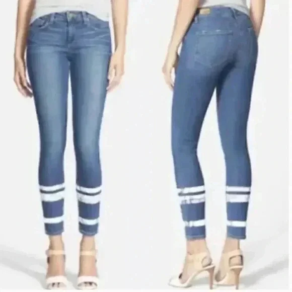Anthropologie | PAIGE Verdugo Ankle  Painted Stripe Jeans - Picture 7 of 7